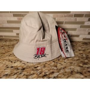 Nascar Billy Elliott #18 Youth Kids Sun Bucket Hat Khaki Chase Authentics